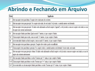 Abrindo e Fechando em Arquivo
 a
 