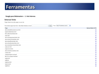 Google para Webmasters –  L i nks Internos Ferramentas 