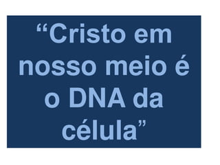 “Cristo em
nosso meio é
o DNA da
célula”
 