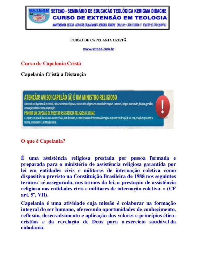 Curso de capelania gratis
