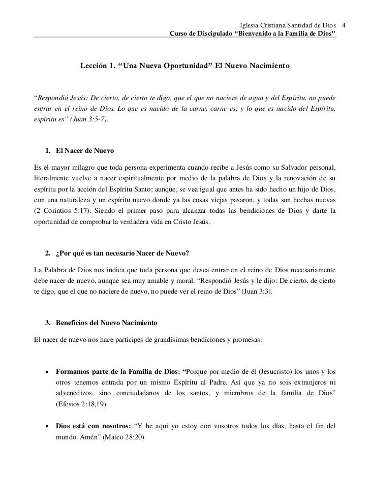 Curso de Discipulado "Bienvenido a la Familia de Dios"