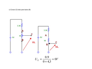 c) Cursor (C) todo para baixo (B) 
0 9 = 
+ 
UL 0V 
0 4 3 
= 
, 
. 
 