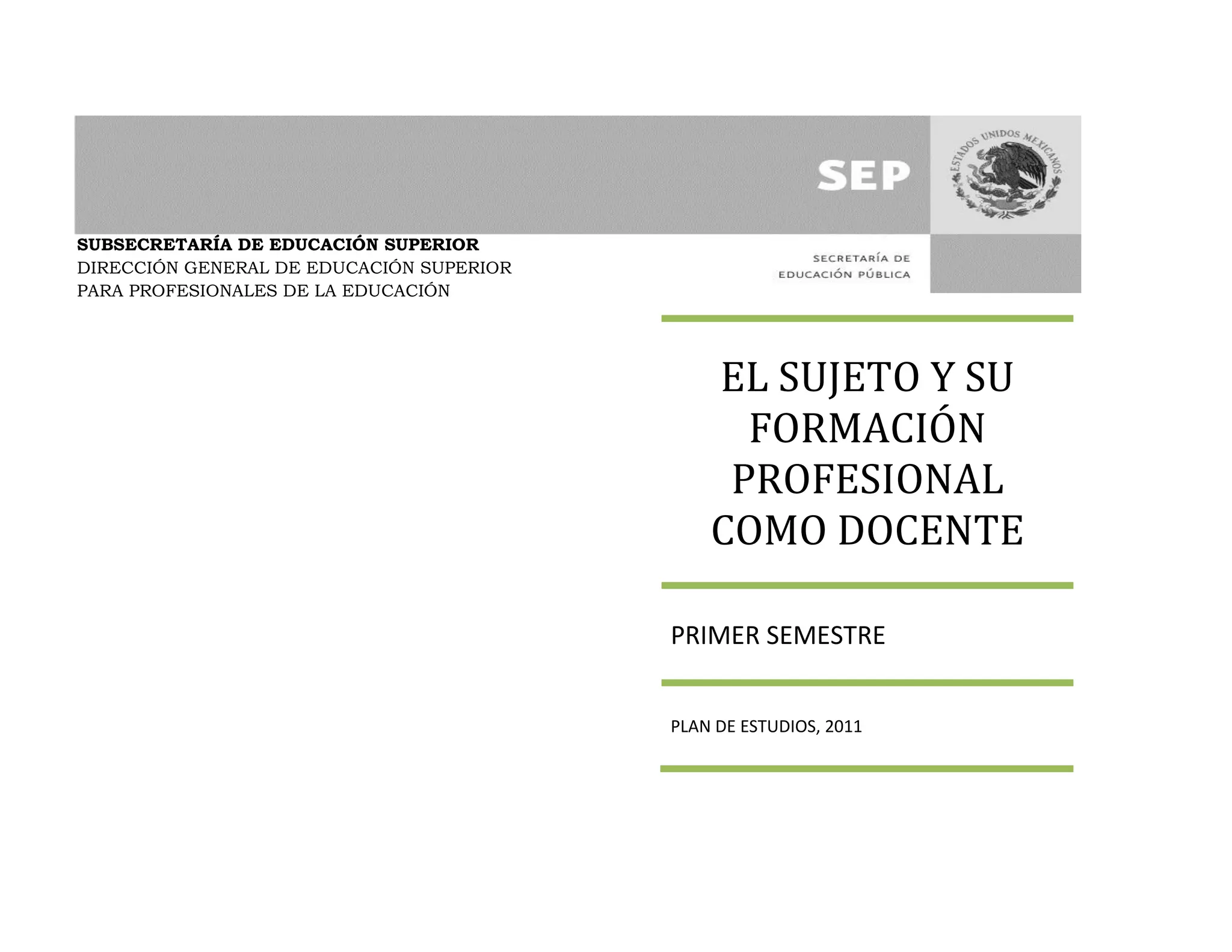Curso de el sujeto y su formacion profesional como docente le preesc | PDF