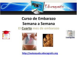 Curso de Embarazo
Semana a Semana
El Cuarto mes de embarazo
http://autoayuda.educagratis.org
 