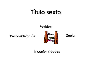 Título sexto Revisión Reconsideración  Queja  Inconformidades  