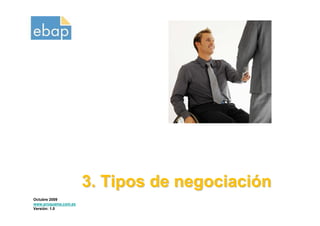3. Tipos de negociación
Octubre 2009
www.proquame.com.es
Versión: 1.0
 