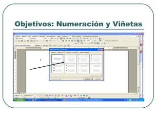 Objetivos: Numeración y Viñetas 