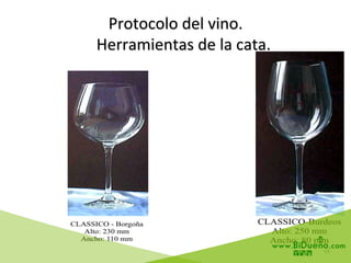 65	
  
Protocolo	
  del	
  vino.	
  
	
  	
  	
  	
  Herramientas	
  de	
  la	
  cata.	
  
 