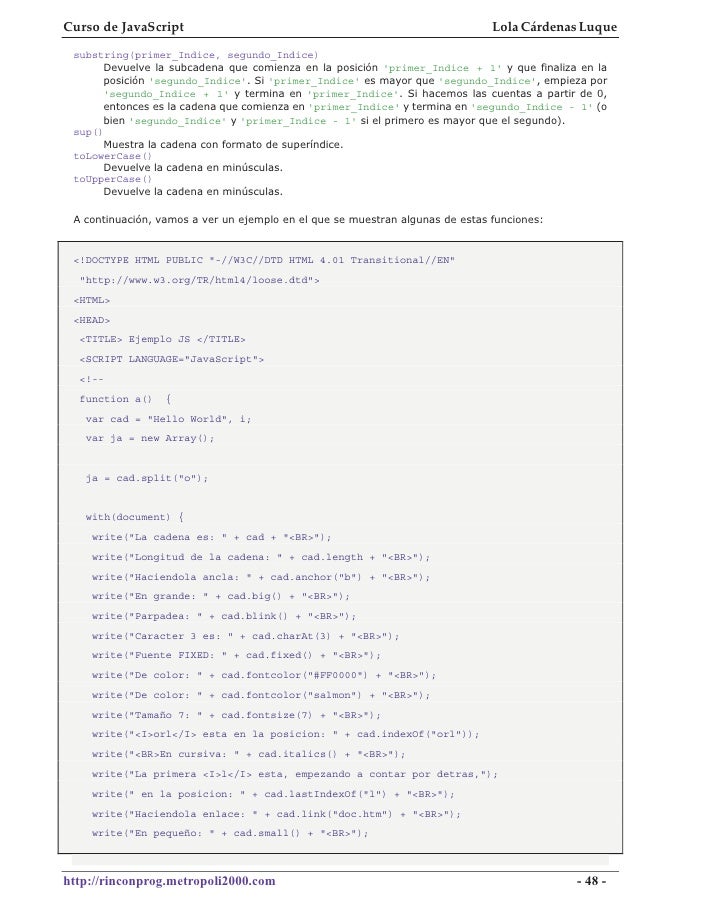 cadenas javascript substring curso de java script lola c 225 rdenas luque cadenas javascript substring curso de java script lola c 225 rdenas luque