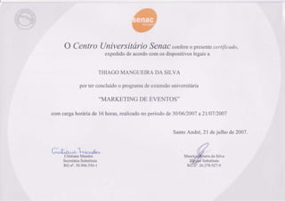 Certificado do Curso de Marketing de Eventos