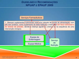 Guidelinese RecomendaçõesNPUAP e EPAUP 2009QUE  RECURSOS???Curso de Nutrição para Enfermagem | enf.apnep@gmail.com23