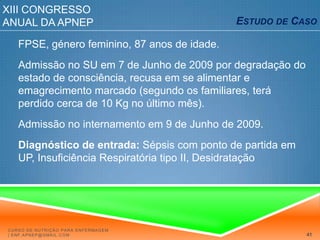 Guidelinese RecomendaçõesNPUAP e EPAUP 2009Conselho de AdminstraçãoGPTFServiços Farmacêuticos1. Oferecer suplementos nutricionais orais e/ou através de sonda de alimentação, com alto teor proteico, como suplemento da dieta habitual, a indivíduos em risco nutricional e de úlceras de pressão, devido a doença aguda ou crónica ou na sequência de uma intervenção cirúrgica. Escalas de rastreio nutricionalEscalas de avaliação de risco de UPEquipa de EnfermagemServiço de NutriçãoEquipa MédicaEscalas de avaliação nutricionalCurso de Nutrição para Enfermagem | enf.apnep@gmail.com35