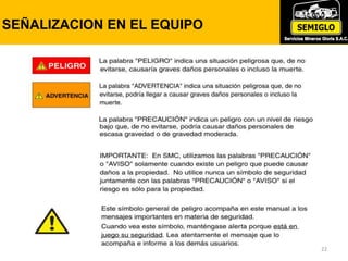 SEÑALIZACION EN EL EQUIPO
22
 