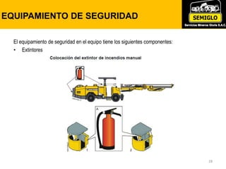 EQUIPAMIENTO DE SEGURIDAD
28
El equipamiento de seguridad en el equipo tiene los siguientes componentes:
• Extintores
 
