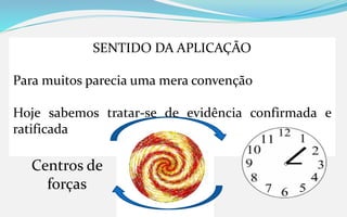 SENTIDO DA APLICAÇÃO
Para muitos parecia uma mera convenção
Hoje sabemos tratar-se de evidência confirmada e
ratificada
Centros de
forças
 