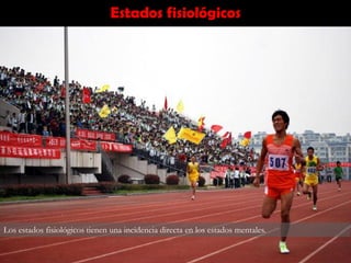 Estados fisiológicos
Los estados fisiológicos tienen una incidencia directa en los estados mentales.
 