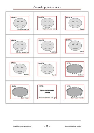 Curso de presentaciones
Francisco García-Pozuelo ~ 27 ~ Animaciones de salida
 