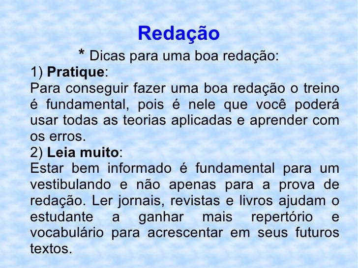 Dicas para escrever bem uma redação