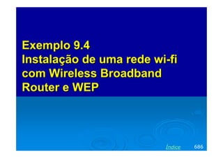 Exemplo 9.4
Instalação de uma rede wi-fi
com Wireless Broadband
Router e WEP

Índice

686

 