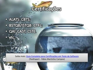 Saiba mais: Guia Completo para Certificações em Teste de Software
              (TestExpert - Fábio Martinho Campos)
 