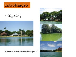 • CO2 e CH4
Reservatório da Pampulha (MG)
Eutrofização
 