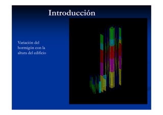 Introducción
Variación del
hormigón con la
altura del edificio
 