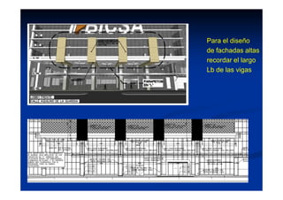 Para el diseño
de fachadas altas
recordar el largo
Lb de las vigas
 