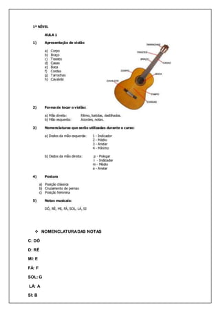  NOMENCLATURADAS NOTAS
C: DÓ
D: RÉ
MI: E
FÁ: F
SOL: G
LÁ: A
SI: B
 
