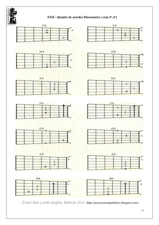 XXII - Quadro de acordes Dissonantes ( com 4ª, 6ª)




...Tocai bem e com alegria. Salmos. 33-3    (http://prrsoaresamigodedeus.blogspot.com/)

                                                                                          37
 