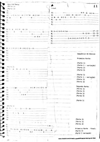lH.
Segunda Parte:
(Parte 1)
(Parte 1*
P |.................
BI
0 í
A;
1
V/
0 7 1 2 0 -e
0..
3 2-8- 0-2 3-0—
.....0.........
Final ;
l i
' ' * ....................................... 0 - 0 - ..0 .. -0 -2 -4 ..........
., B| ........... G-0- - 0 -0-1 2....2--...........
4 G| 8 8- - -0-2-3........ 3- - -3....................................................
D| ..............................................
A| ............................ ................................ .
E|................................................................................................
Oj 1 8 0 1 8 G 1-9 .................
BI - - - 1............1............. 1......................
G ................................................2................
P|............... ................................... 4- -9-4-
A |............................................................................
M ......................... ...................................
D| G 1
B|
GI
01
A|
E|
8 1-G 1-0-1-0-3-2-1---0-
(Parle ?)
P | b 4 3 -2 -1 -0-
G|
01
A|
E|
1
0! -1 1
B|
GI -
D | - -
A|
E|
1 lpO -e-i-e i-e-3-2-1- o-
- 4- 0-4
Sequência da música:
Primeira Parte:
(Parte 1)
(Parte 1 - variação)
(Parte 2)
(Parte 3)
(Parte 1)
(Parte 1 - variação)
(Parte 2)
(Parte 3)
Segunda Parte:
(Parte 1)
(Parte 2)
(Parte 1)
(Parte 3)
(Parte 1)
(Parte 3)
P- ^......... 5.........5......... S - - - 0-
B i.....................................................
Gl 5 • V - S.............
PI ................ ............................
A.......................................................
El ................................
01
BI
1- 0 -
0, ; ° b b 2 á 2 0..........0-2 3-2-0--- 2.........fl
A, J ° 32 .............. 4.................. "
N
i
(Parte 2)
(Parte 1)
(Parte 3)
Primeira Parte - Final:
(Parte 1)
(Parte 1 variação)
www.dfradubcon.tx/WBlclr-aze*«lo4>ra»iIí<rir^rr|XJrrir-Fírrt
 