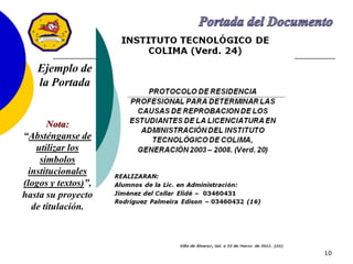 10
Ejemplo de
la Portada
 