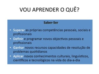 VOU APRENDER O QUÊ?
 