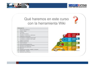 Qué haremos en este curso
 con la herramienta Wiki
 