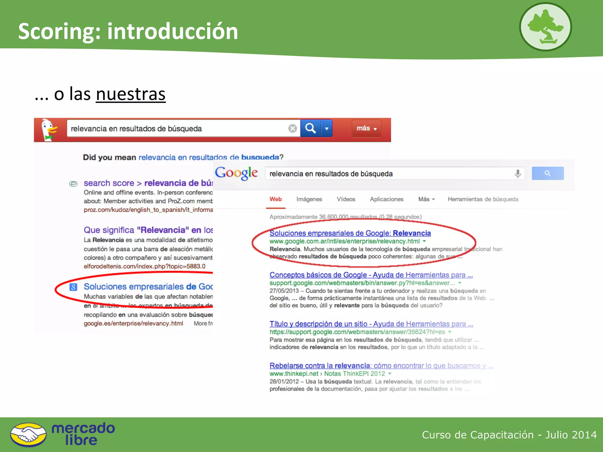 Curso de Capacitación - Julio 2014
Scoring: introducción
... o las nuestras
 