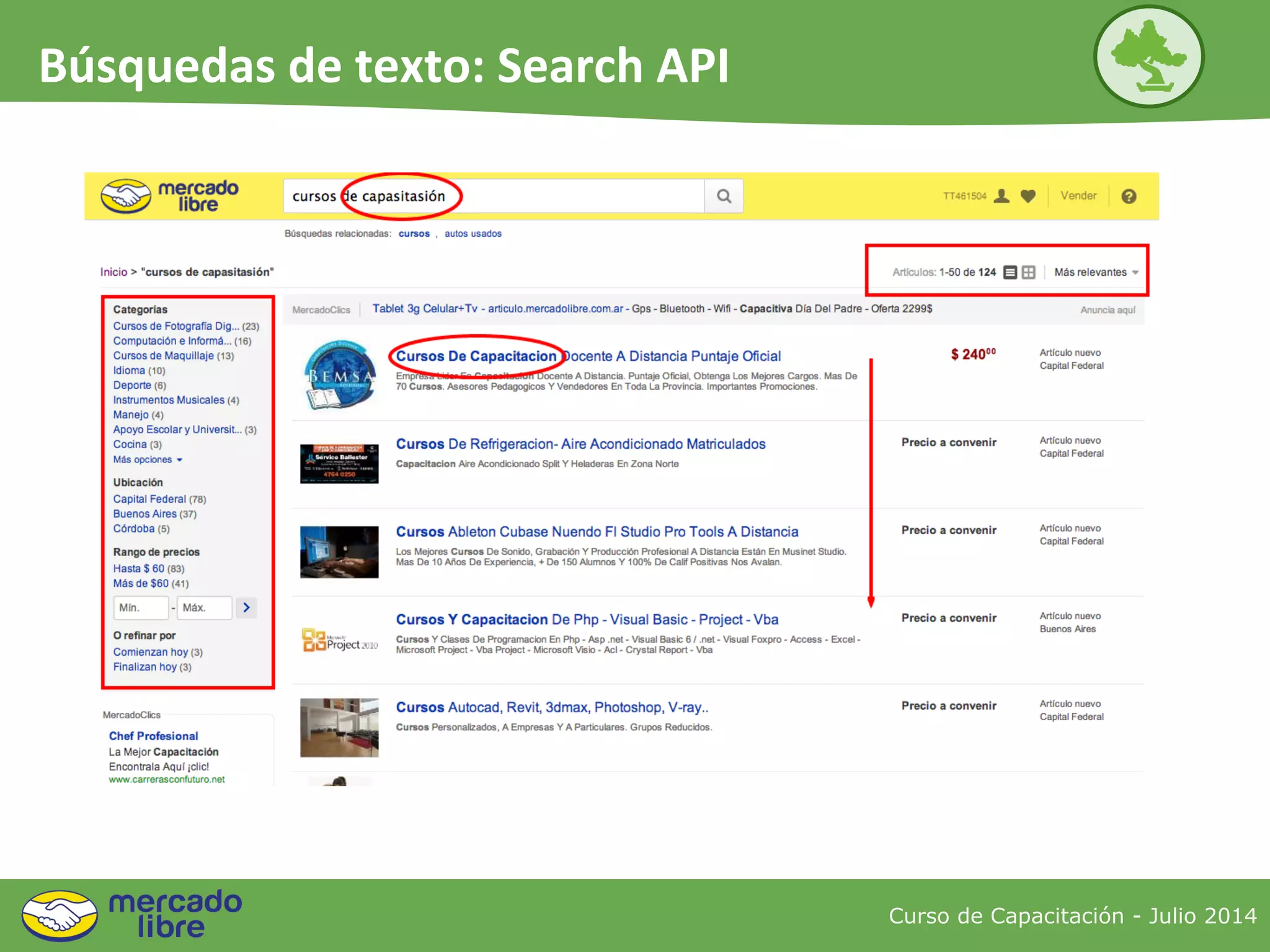 Curso de Capacitación - Julio 2014
Búsquedas de texto: Search API
 