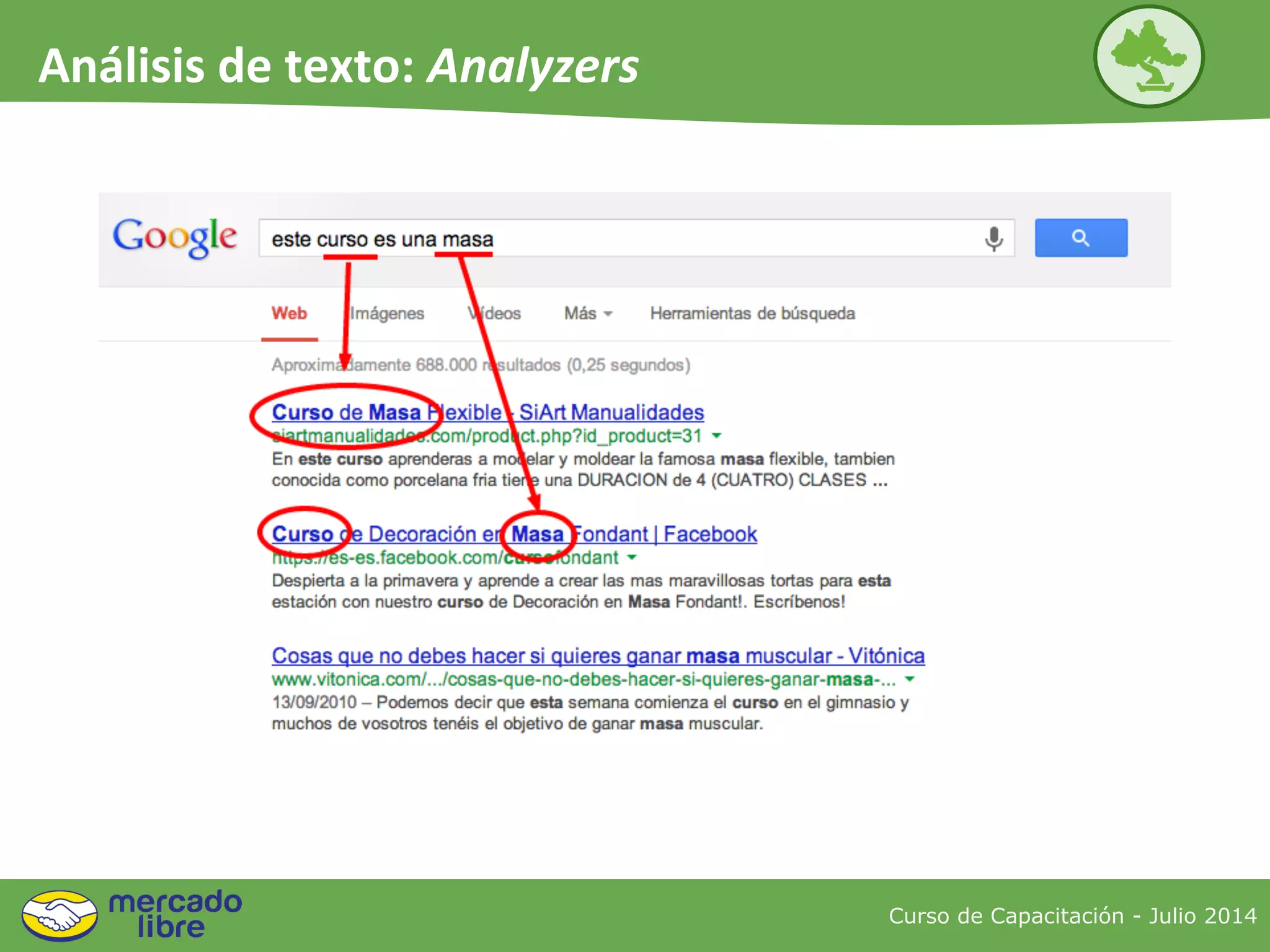 Curso de Capacitación - Julio 2014
Análisis de texto: Analyzers
 