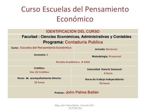 Curso Escuelas del Pensamiento Económico por John Palma