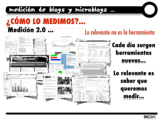 medición de blogs y microblogs ...
¿CÓMO LO MEDIMOS?...
Medición 2.0 ...        Lo relevante no es la herramienta
        ...