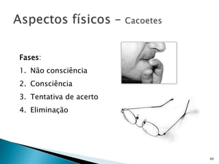 60
Fases:
1. Não consciência
2. Consciência
3. Tentativa de acerto
4. Eliminação
 