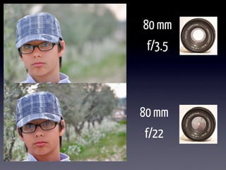 80 mm
 f/3.5



80 mm
f/22
 