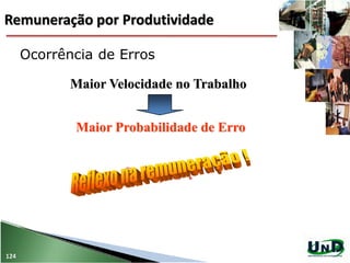 Remuneração por Produtividade
Maior Velocidade no Trabalho
Maior Probabilidade de Erro
Solução ?
Ocorrência de Erros
124
 