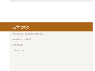 Urinario
Antonio E. Serrano PhD. MT.
Noviembre 2011
@Xideral
xideral.com
 