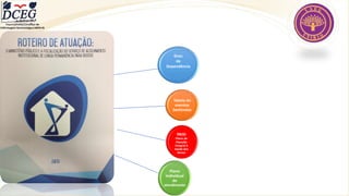 Grau
de
Dependência
Tabela de
eventos
Sentinelas
PAISI
Plano de
Atenção
Integral à
Saúde dos
idosos
Plano
Individual
de
atendimento
Departamento Científico de
Enfermagem Gerontológica ABEN-RJ
 