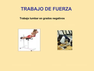 TRABAJO DE FUERZA
Trabajo lumbar en grados negativos
 