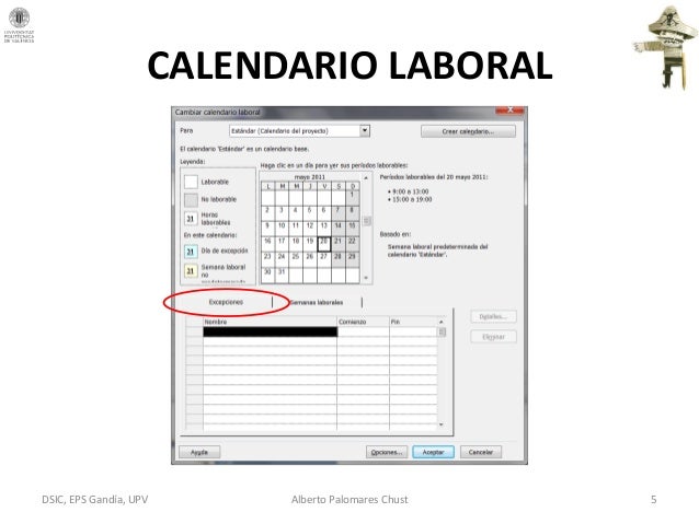 Curso Introduccion Project 2007 02 Calendario Laboral project 2007 calendario