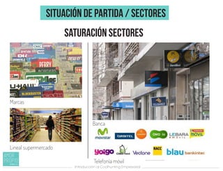 Introducción al Coolhunting Empresarial
saturación sectores
SITUACIÓN DE PARTIDA / sectores
Marcas
Lineal supermercado
Telefonía móvil
Banca
 