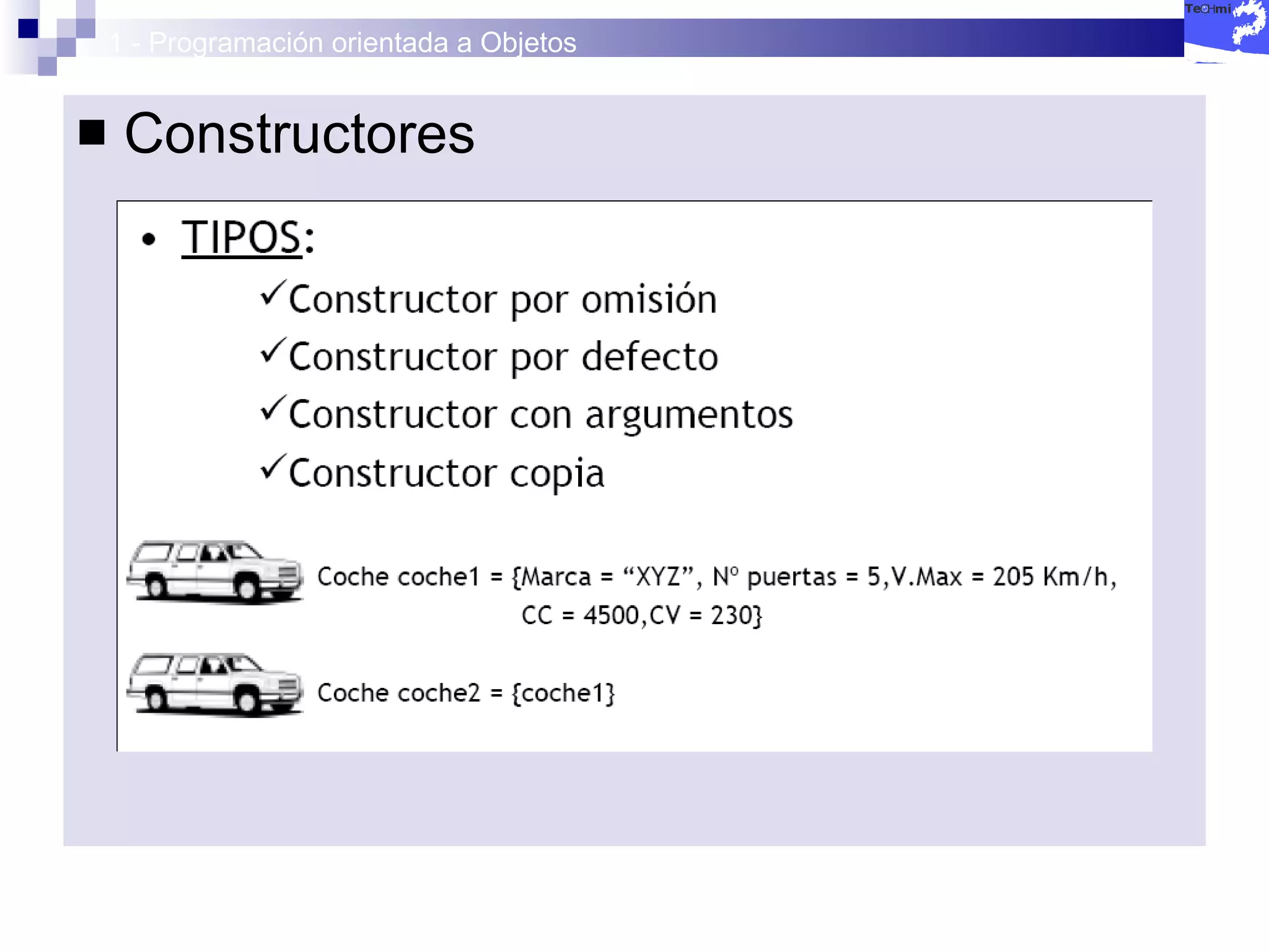 1 - Programación orientada a Objetos Constructores 
