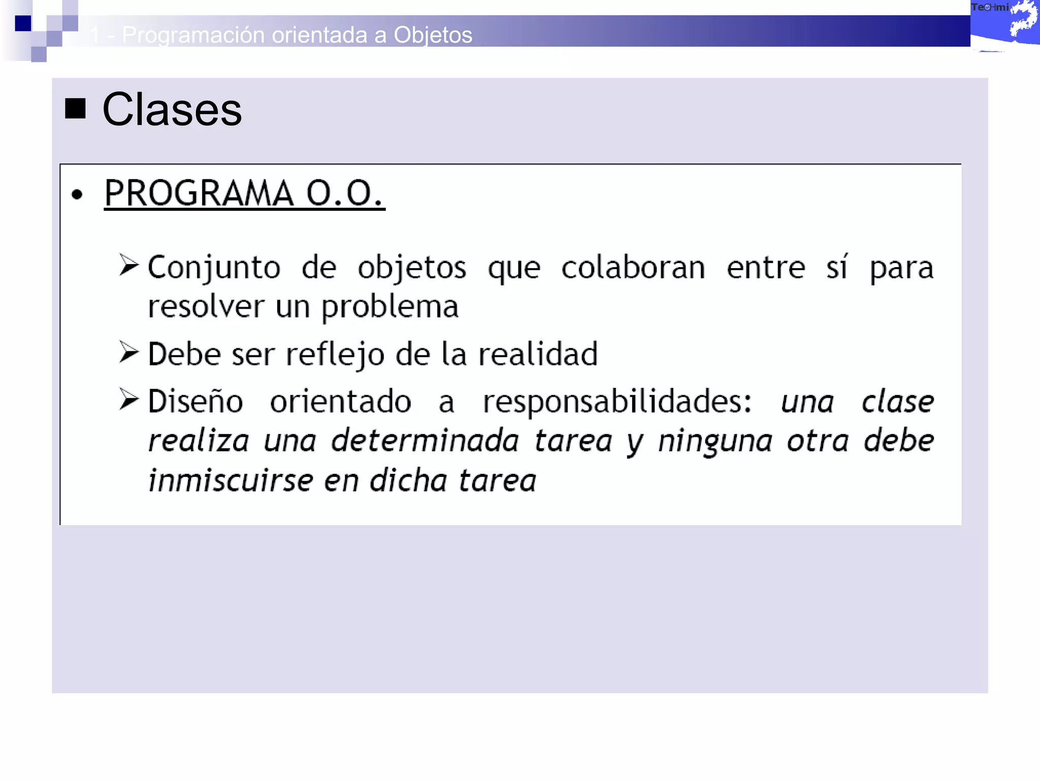 1 - Programación orientada a Objetos Clases 