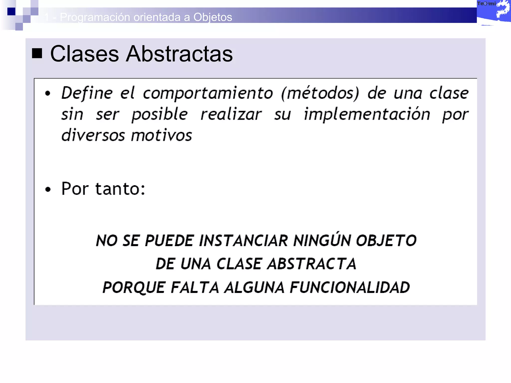 1 - Programación orientada a Objetos Clases Abstractas 