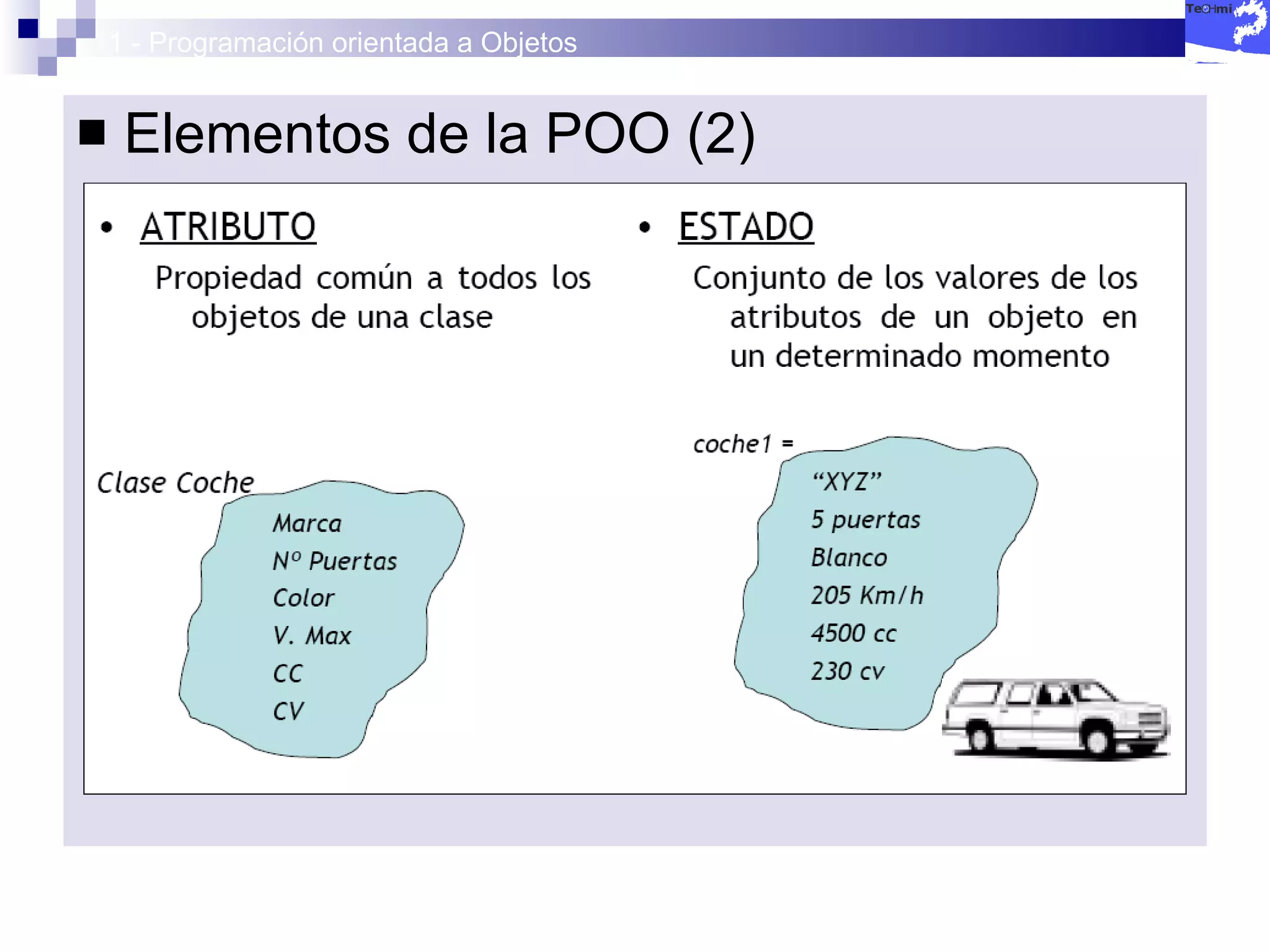 1 - Programación orientada a Objetos Elementos de la POO (2) 